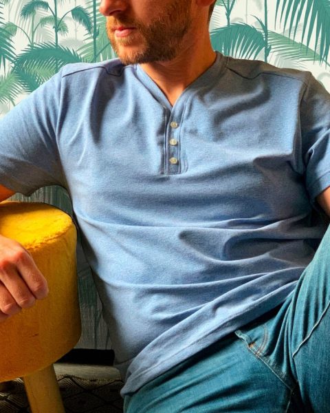t-shirt homme col boutonné