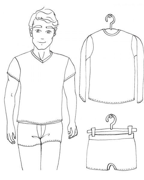 dessin patron t-shirt et boxer homme