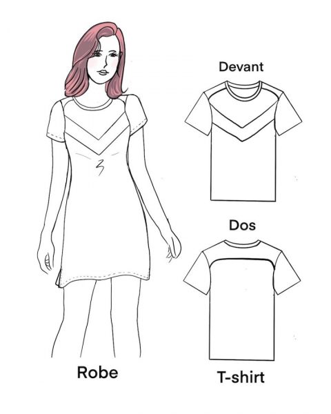 dessin patron t-shirt et robe t-shirt