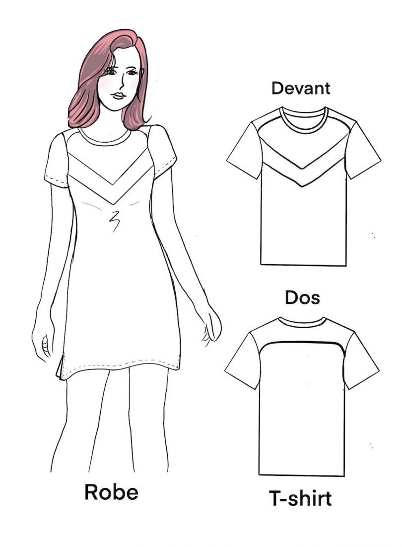 dessin patron t-shirt et robe t-shirt