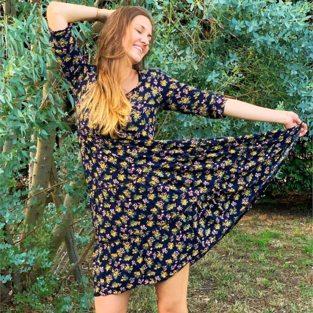 robe à fleurs bleues