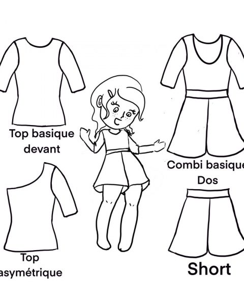 dessin patron combinaison short enfant